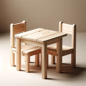 DALL·E-2024-04-14-09.20.11-A-simple-sturdy-pine-wood-furniture-piece-designed-for-children-featuring-a-small-rectangular-wooden-table-and-matching-chairs.-The-furniture-is-fi